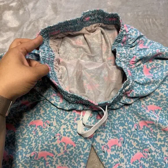 Chubbies Flamingo Print Blue Pink Swim Surf Board Shorts W/Pockets Size Medium - Picture 3 of 8